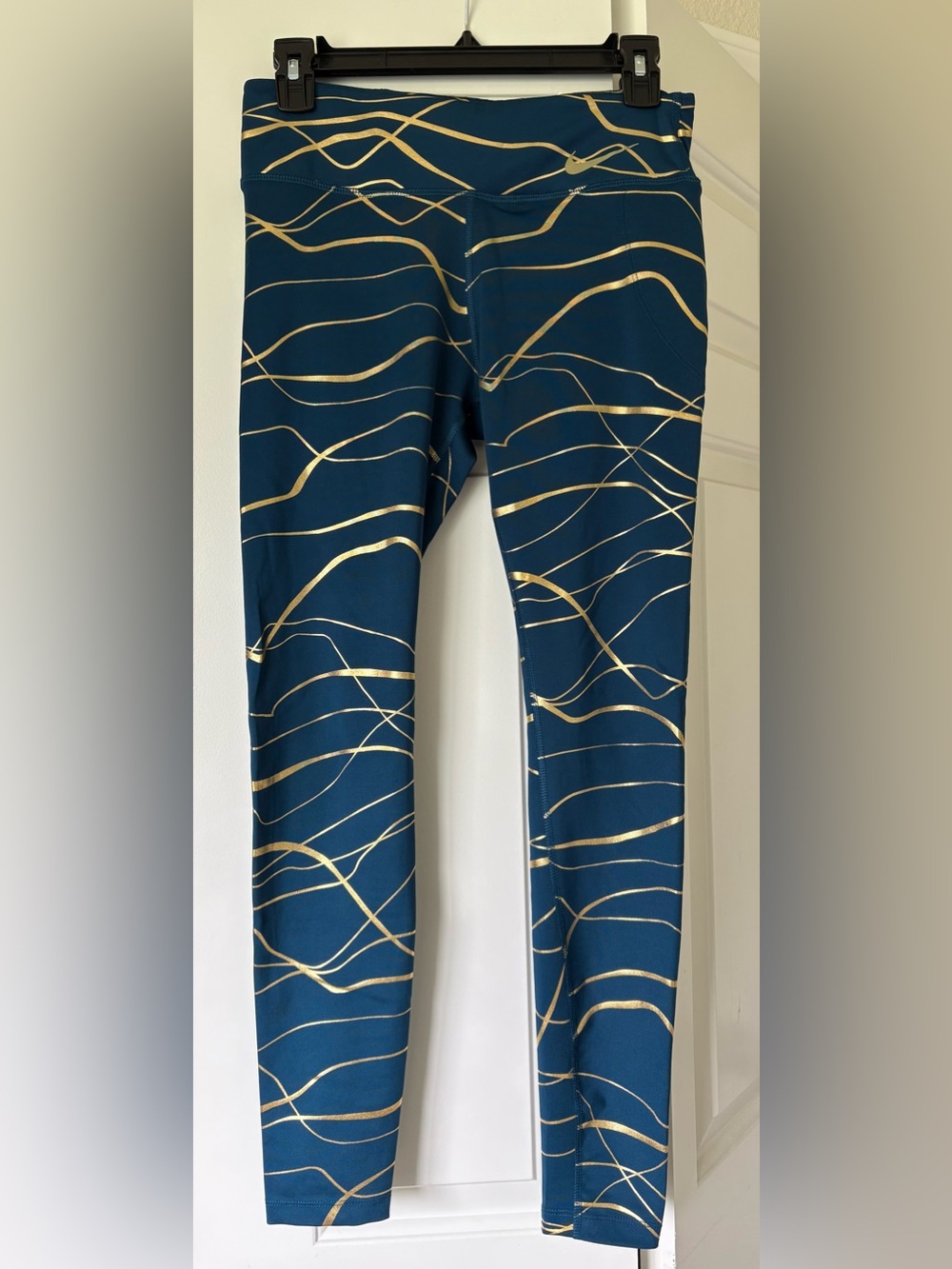 Nike Running Teal Blue and Gold Dri-FIT Leggings